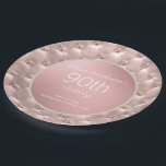 Plato De Papel Elegante Oro Rosa Rosa 90 cumpleaños<br><div class="desc">Elegante plato de papel de 90 cumpleaños,  de color rosa/oro rosa,  diseñado con perlas y un toque de color. Como todo el texto es personalizable,  estas placas de papel se pueden personalizar para chicas o mujeres de cualquier edad.</div>