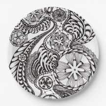 Elegante papel gráfico de paisley floral zen doodl