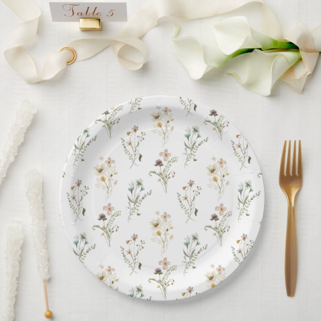 Plato de papel elegante para flores silvestres (Boda)