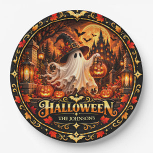 Plato de papel elegante para Halloween Trick or Tr