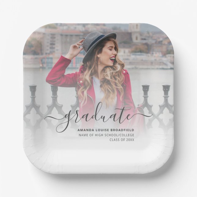 Plato De Papel Elegante Partido de Graduación de Guión Grad Keeps (Anverso)