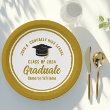 Elegante Partido de Graduación de Oro Personalizad