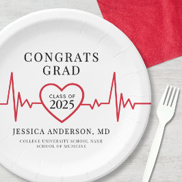 Plato De Papel Elegante Partido de Graduación Médica