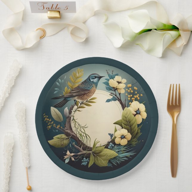 Plato De Papel Elegante Party Pappteller mit Naturmotiv (Boda)