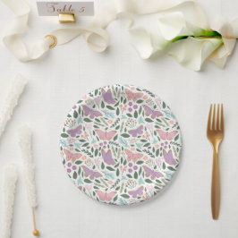 Plato De Papel Elegante Pastels Butterfly Garden Baby Shower