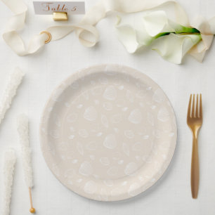 Plato De Papel Elegante Patrón Beige De Las Agujas Blancas