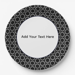 Plato De Papel Elegante patrón de mandala de pétalos en blanco y