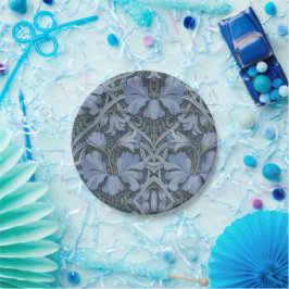 Plato De Papel Elegante patrón floral de acuarela azul