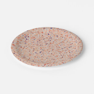 Plato De Papel Elegante patrón retro de blanco morado rosado de