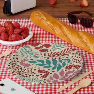 Plato De Papel Elegante patrón vintage de navidad caprichosa