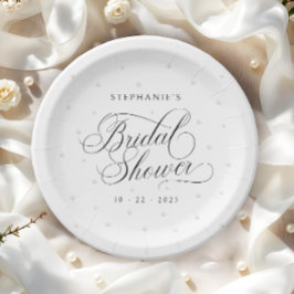 Plato De Papel Elegante Pearls Bridal Shower