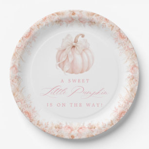 Plato De Papel Elegante pequeña ducha de bebé de calabaza con laz