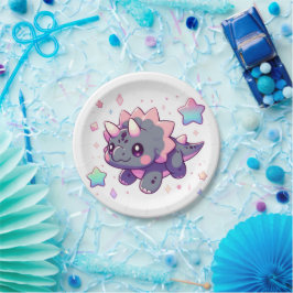 Plato De Papel Elegante Pequeño Dinosaurio Baby Shower