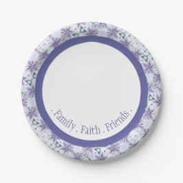 Plato De Papel Elegante Periwinkle con estampado floral