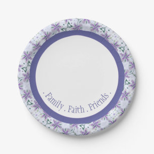 Plato De Papel Elegante Periwinkle con estampado floral