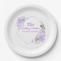 Elegante Personalizado 75º cumpleaños Lavender Flo