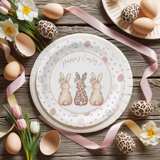 Plato De Papel Elegante personalizado conejo de Pascua (Elegant Easter Bunny custom Paper Plates)