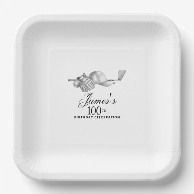 Plato De Papel Elegante Personalizado de la Fiesta de Cumpleaños  (Anverso)