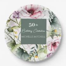 Elegante Personalizado Floral 50 cumpleaños