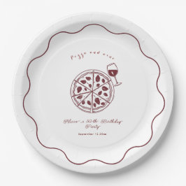 Plato De Papel Elegante pizza y cumpleaños de vino