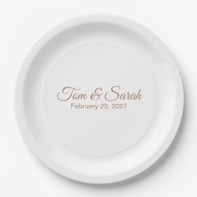Plato De Papel Elegante placa de bodas (Anverso)