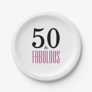 Plato De Papel Elegante placa de papel de fiesta rosa 50 cumpleañ