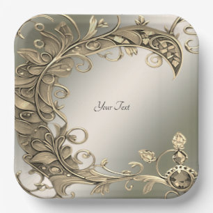 Plato De Papel Elegante placa de papel decorativa de oro moderno