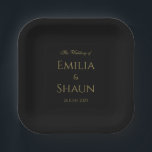 Plato De Papel Elegante placa de papel negro y cuadrado de oro<br><div class="desc">Estos elegantes platos de papel cuadrado, negros y dorados, le permiten añadir un toque elegante y personalizado a su día especial. Presenta un diseño elegante y atemporal que se puede personalizar según tus necesidades. Para personalizar, simplemente haga clic en "Personalizar esta plantilla" y comience. Para ver nuestra gama de decoración...</div>