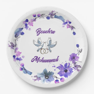 Plato De Papel Elegante Placa de papel para bodas con diseño flor