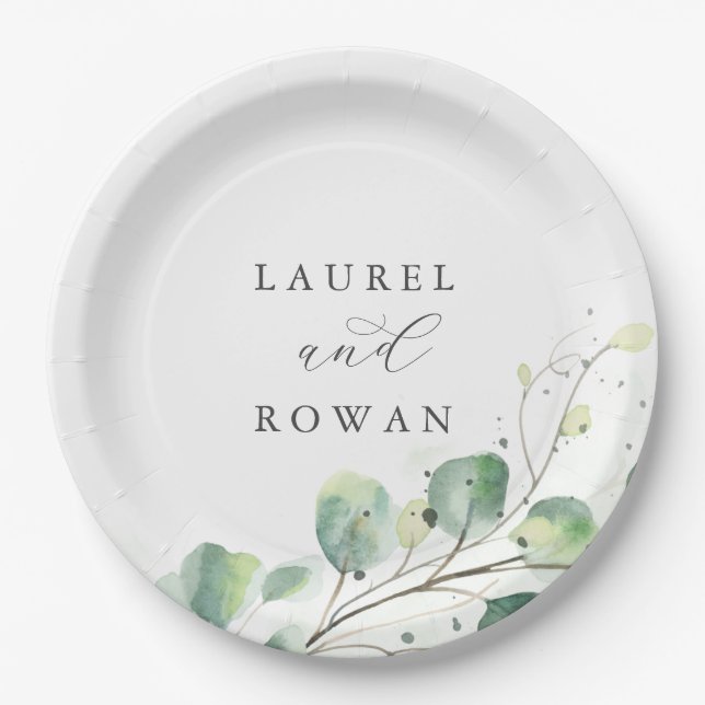 Plato De Papel Elegante Placa de papel para pasteles Boda de vege (Anverso)