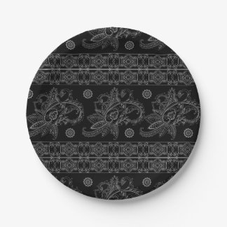 PLATO DE PAPEL ELEGANTE PLACA FIESTA DE DISEÑO DE PATRÓN NEGRO