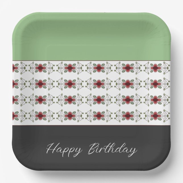 Plato De Papel Elegante plaza floral acentuada (Anverso)