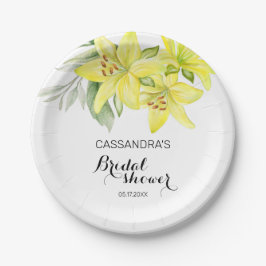Plato De Papel Elegante Primavera Amarilla Floral Bridal Shower