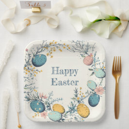 Plato De Papel Elegante Primavera Floral Semana Santa