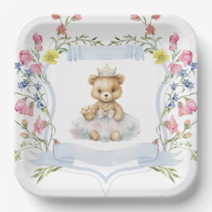 Plato De Papel Elegante Princesa Bear Real Baby Shower