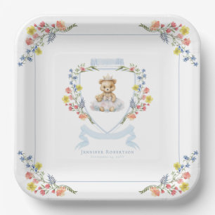 Plato De Papel Elegante Princesa Bear Real Baby Shower
