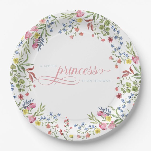 Plato De Papel Elegante Princesa Bear Real Baby Shower (Anverso)