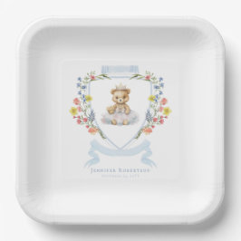 Plato De Papel Elegante Princesa Bear Real Baby Shower