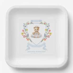 Plato De Papel Elegante Princesa Bear Real Baby Shower