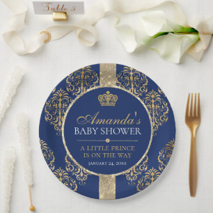Plato De Papel Elegante príncipe real Baby Shower