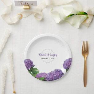 Plato De Papel Elegante Púrpura Hydrangea Boda