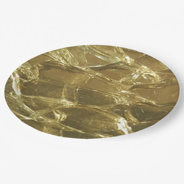 Plato De Papel Elegante Purpurina dorado brillante de Moda (Angular)