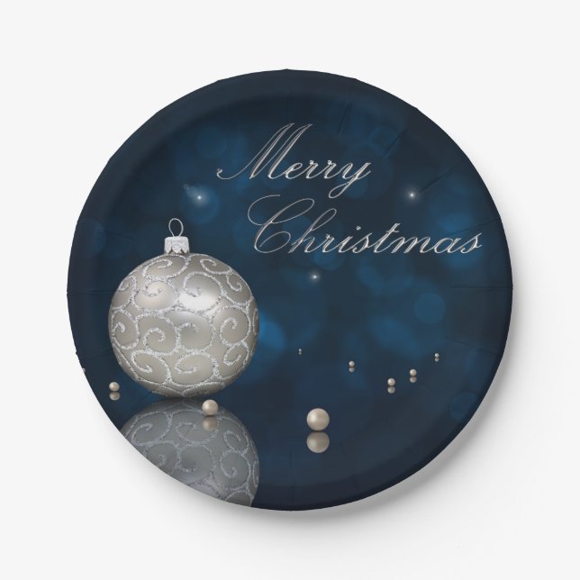 Plato De Papel Elegante Purpurina plateado - Placa de papel (Anverso)