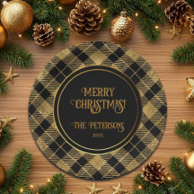 Elegante Purpurina Tartan Black Gold