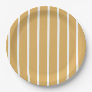 Plato De Papel Elegante rayas marrón y blanco retro gitano
