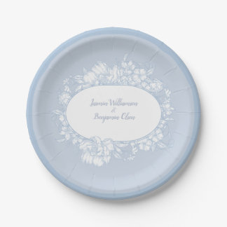Plato De Papel Elegante Recepción de Boda de Casa Abierta en Flor