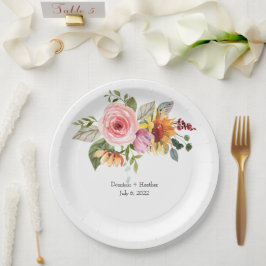 Plato De Papel Elegante Rosa Boda de Moda