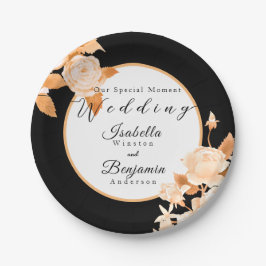 Plato De Papel Elegante Rosa de oro Boda negro