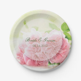 Plato De Papel Elegante Rosa de verano rosado Boda
