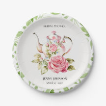 Elegante Rosa Verde Floral Flores Ducha de Novia